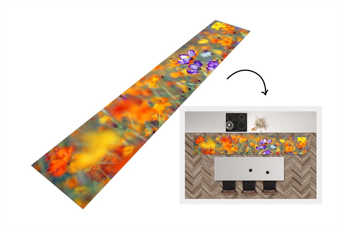 KitchenYeah Keukenloper - Loper keuken - Cosmos - Kleuren - Lente - Keukenloper vinyl multicolor, foto 6