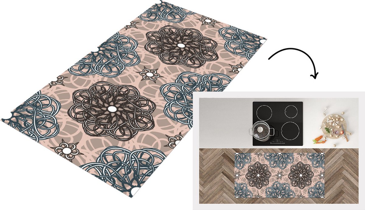 KitchenYeah Keukenloper - Loper keuken - Patronen - Abstract - Bloemen - 120x60 cm - Keukenloper vinyl Multicolor