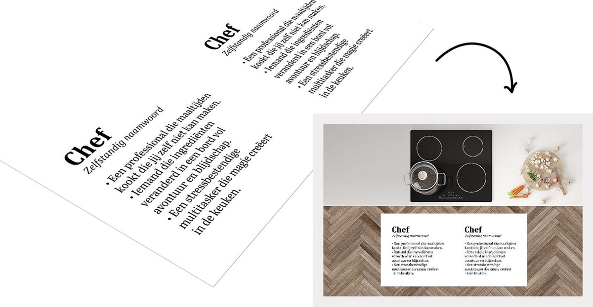KitchenYeah Keukenloper - Loper keuken - Definitie - Koken - Chef - Woordenboek - Zelfstandig naamwoord - Spreuken - 120x60 cm - Keukenloper vinyl Multicolor
