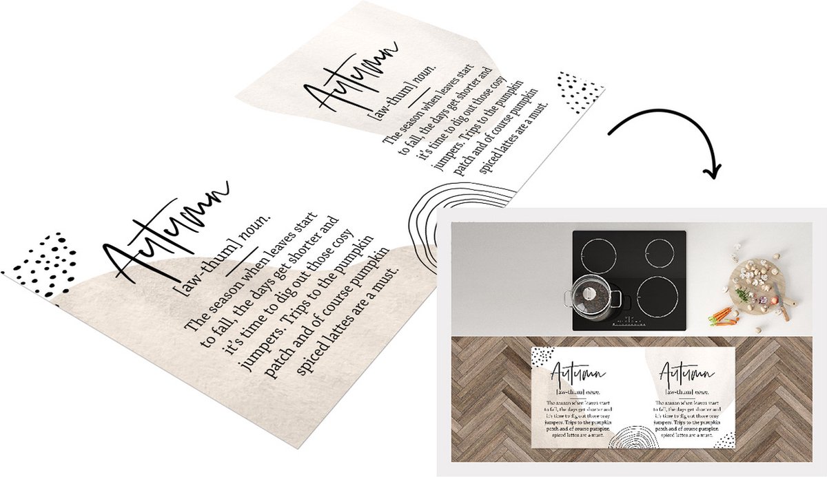 KitchenYeah Keukenloper - Loper keuken - Woordenboek - Herfst - Quotes - 120x60 cm - Keukenloper vinyl Multicolor