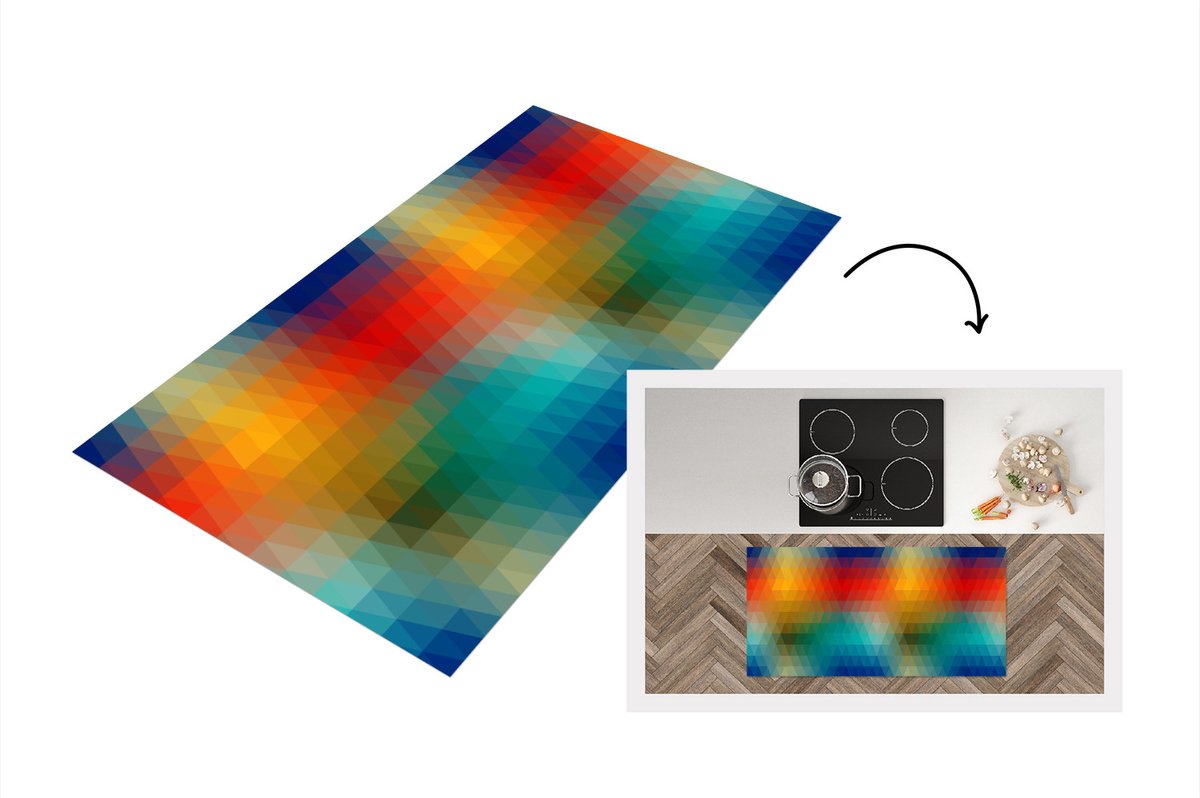 KitchenYeah Keukenloper - Loper keuken - Design - Retro - Patronen - Pixel - 120x60 cm - Keukenloper vinyl Multicolor