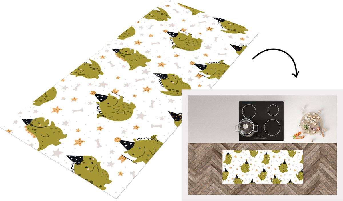 KitchenYeah Keukenloper - Loper keuken - Design - Jongens - Draak - Kinderen - Keukenloper vinyl Multicolor