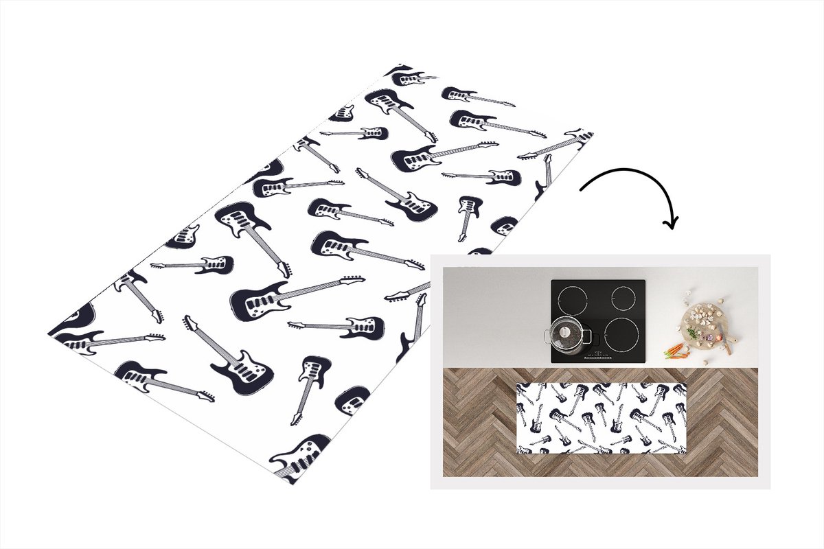 KitchenYeah Keukenloper - Loper keuken - Tiener - Gitaar - Muziek - Patronen - 120x50 cm - Keukenloper vinyl Multicolor