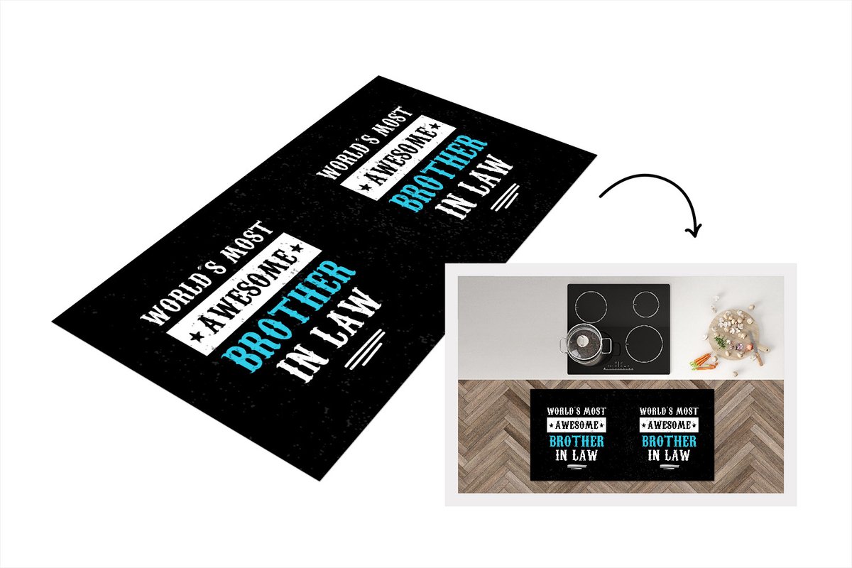KitchenYeah Keukenloper - Loper keuken - Broer - Familie - Quote - 120x60 cm - Keukenloper vinyl Multicolor