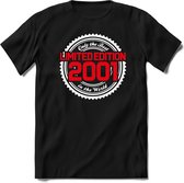 2001 Limited Edition | Feest Kado T-Shirt Heren - Dames | Wit - Rood | Perfect Verjaardag Cadeau Shirt | Grappige Spreuken - Zinnen - Teksten | Maat L
