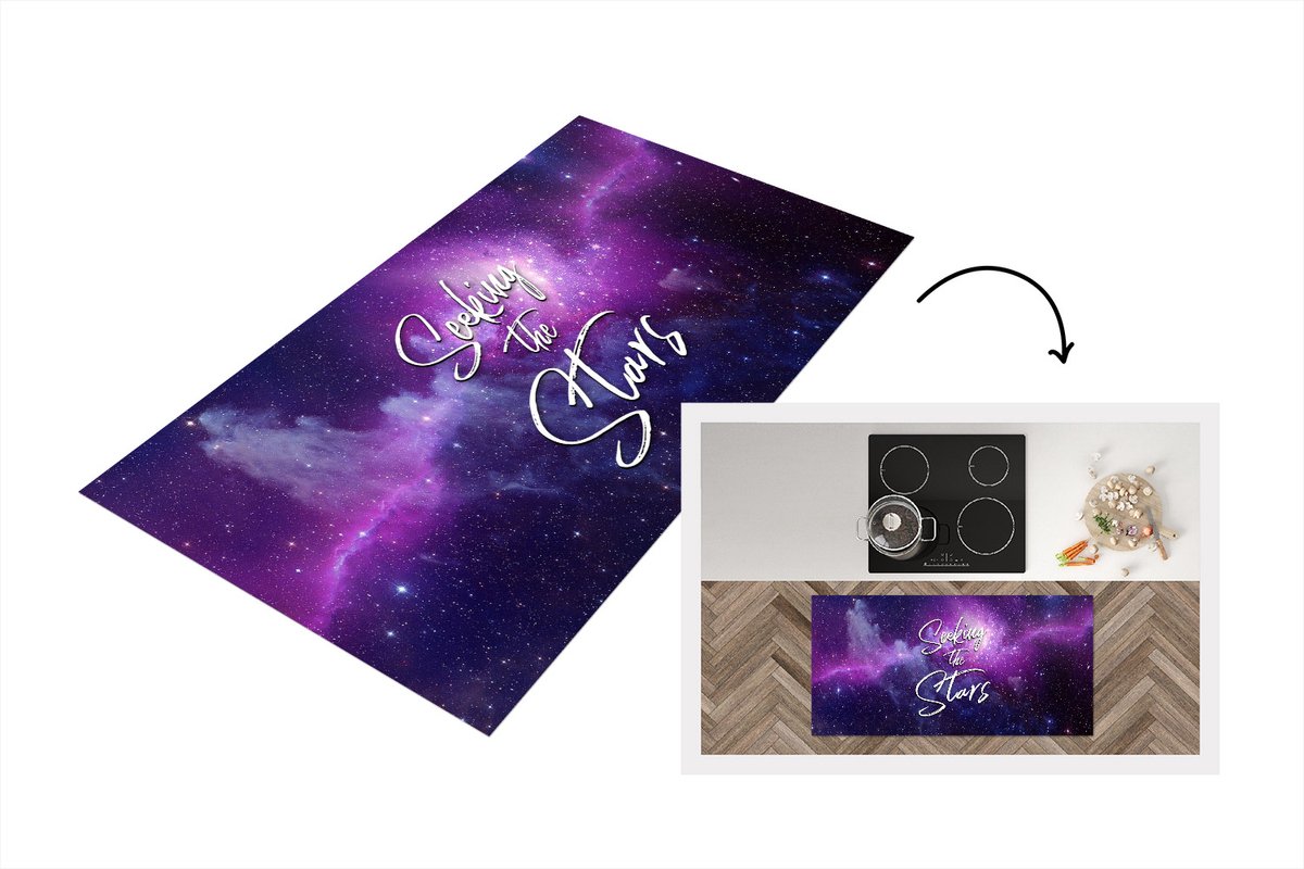 KitchenYeah Keukenloper - Loper keuken - Quotes - 'Seeking the stars' - Spreuken - Sterren - 120x60 cm - Keukenloper vinyl Multicolor
