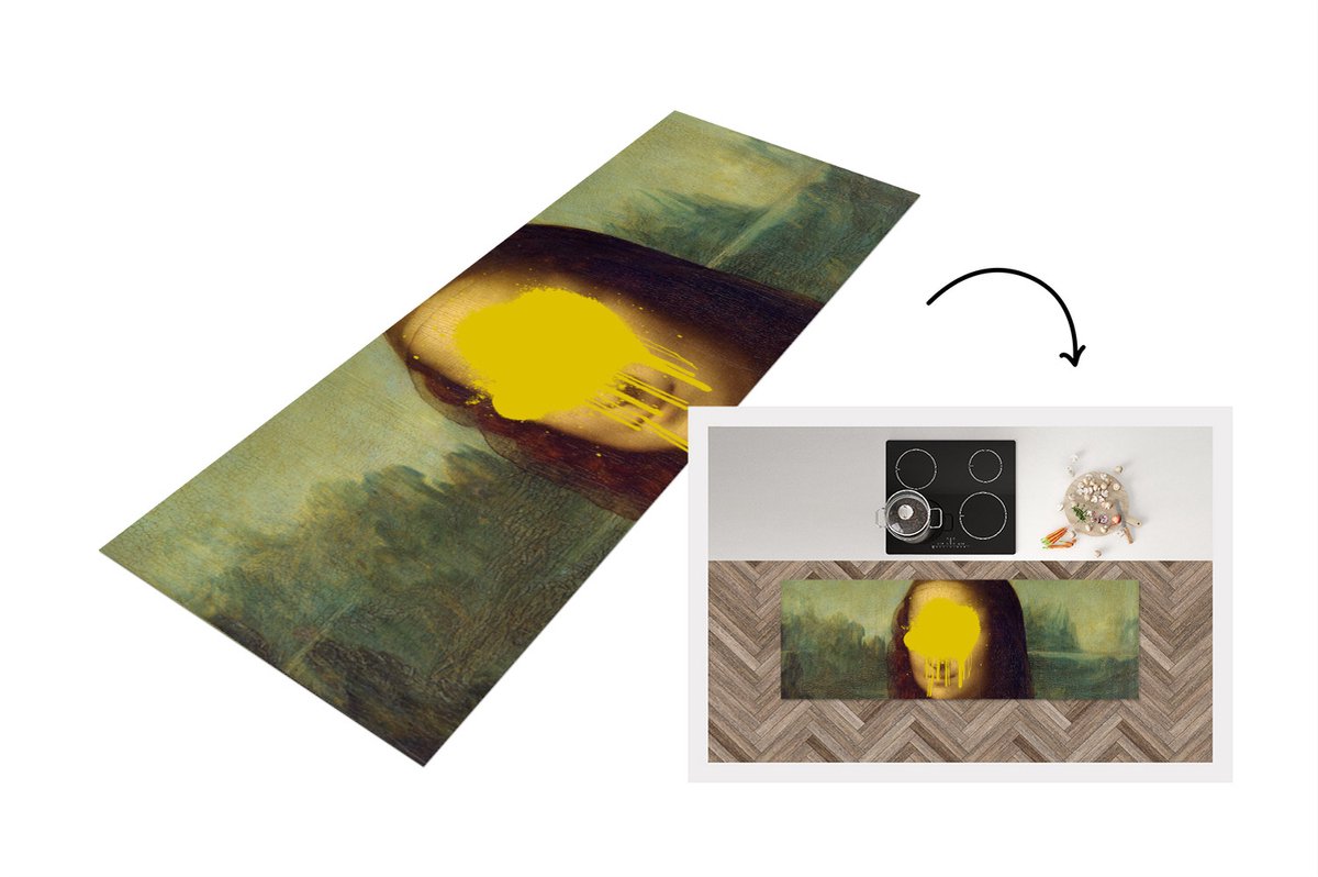 Keukenloper - Loper keuken - Mona Lisa - Leonardo da Vinci - Verf - 180x60 cm - Keukenloper vinyl