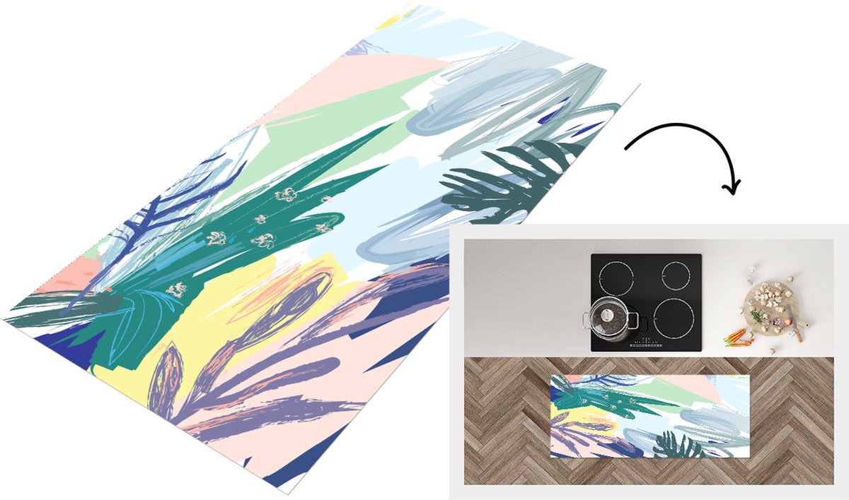 KitchenYeah Keukenloper - Loper keuken - Zomer - Kleur - Abstract - 120x50 cm - Keukenloper vinyl Multicolor