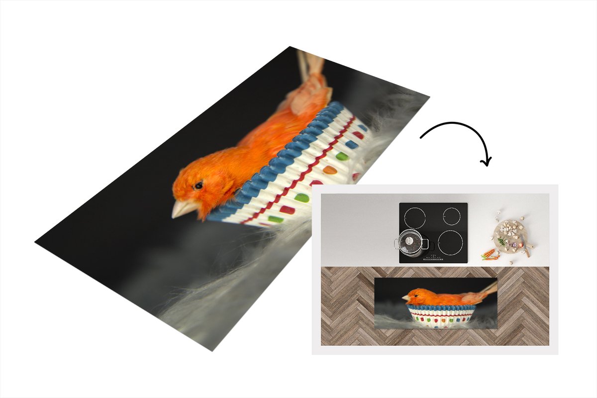 KitchenYeah Keukenloper - Loper keuken - Vogel - Cupcake vormpjes - Portret - Keukenloper vinyl Multicolor
