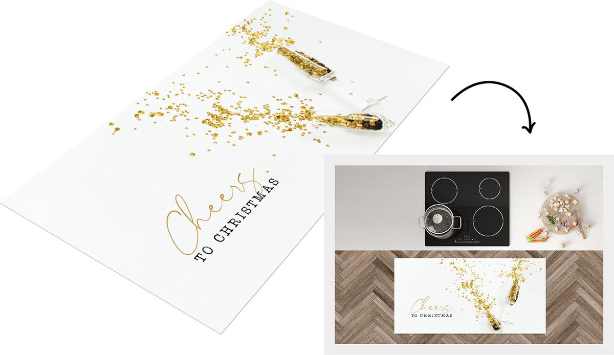 KitchenYeah Keukenloper - Loper keuken - Winter - Goud - Quote - 120x60 cm - Keukenloper vinyl Multicolor