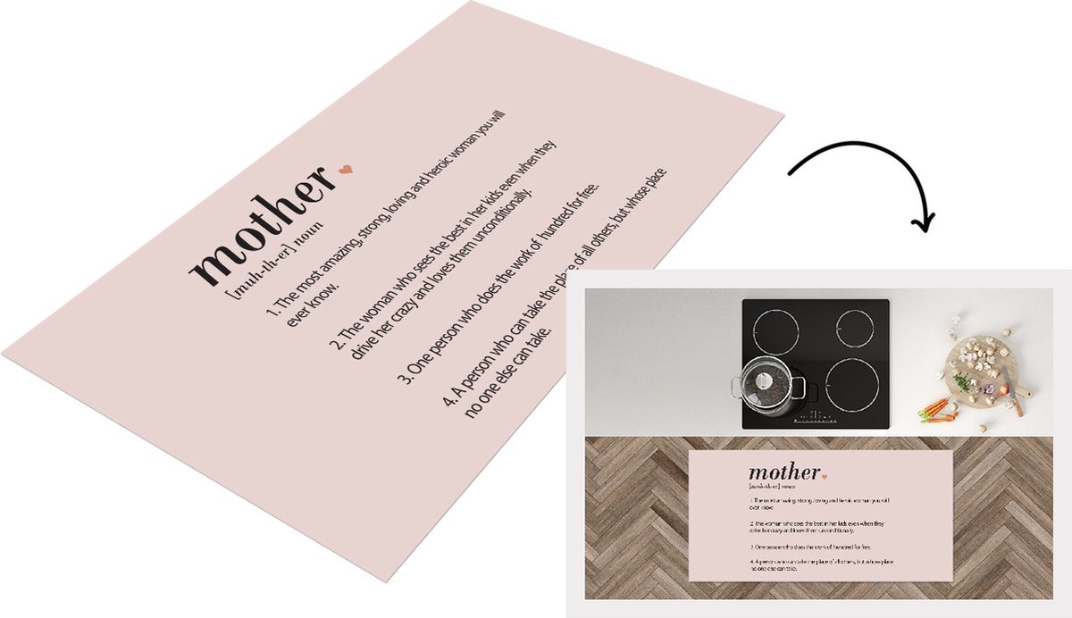 KitchenYeah Keukenloper - Loper keuken - Moederdag - Mother - Quotes - Moeder cadeau - 120x60 cm - Keukenloper vinyl Multicolor