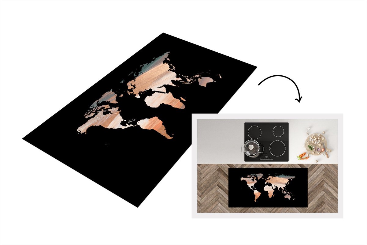 Keukenloper - Loper keuken - Wereldkaart - Verf - Design - 120x60 cm - Keukenloper vinyl
