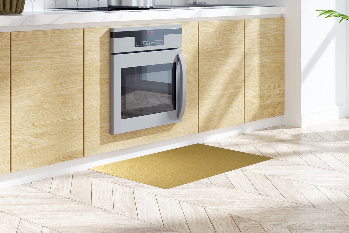 KitchenYeah Keukenloper - Loper keuken - Goud print - Metaal - 120x60 cm - Keukenloper vinyl Multicolor