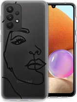 iMoshion Design voor de Samsung Galaxy A33 hoesje - Abstract Gezicht - Wit / Zwart