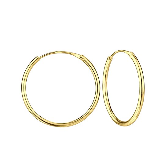 Zilveren oorbellen | Oorringen  | Gold plated oorringen, plain, 20 mm