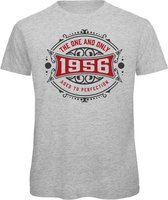 1956 The One And Only | Feest Kado T-Shirt Heren - Dames | Antraciet - Donker Rood | Perfect Verjaardag Cadeau Shirt | Grappige Spreuken - Zinnen - Teksten | Maat 3XL