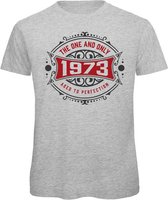 1973 The One And Only | Feest Kado T-Shirt Heren - Dames | Antraciet - Donker Rood | Perfect Verjaardag Cadeau Shirt | Grappige Spreuken - Zinnen - Teksten | Maat L