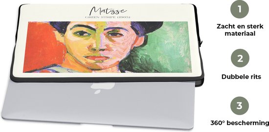 Housse pour ordinateur portable 15,6 pouces - Art - Matisse - Bande verte (1905) - Housse pour ordinateur portable - Dimensions intérieures 39,5x29,5 cm