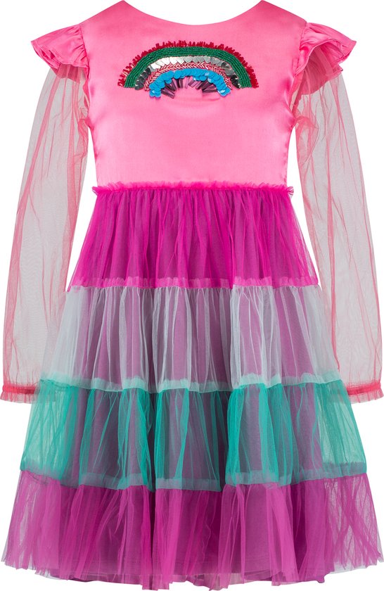 Prinsessenjurk meisje - Het Betere Merk - Verkleedkleren meisje - Jurk Pailletten - Verjaardag meisje - Feestjurk meisje - maat 116/122 - voor in je kledingkast - Roze jurk