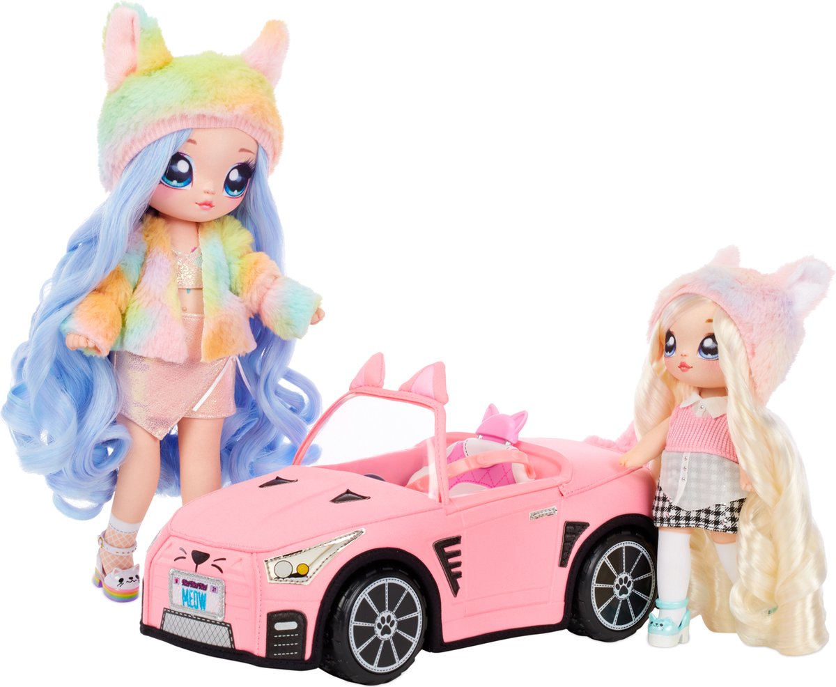 Décapotable pelucheuse et douce Na Na Na Surprise, véhicule rose de poupée,  voiture de poupée, voiture chaton