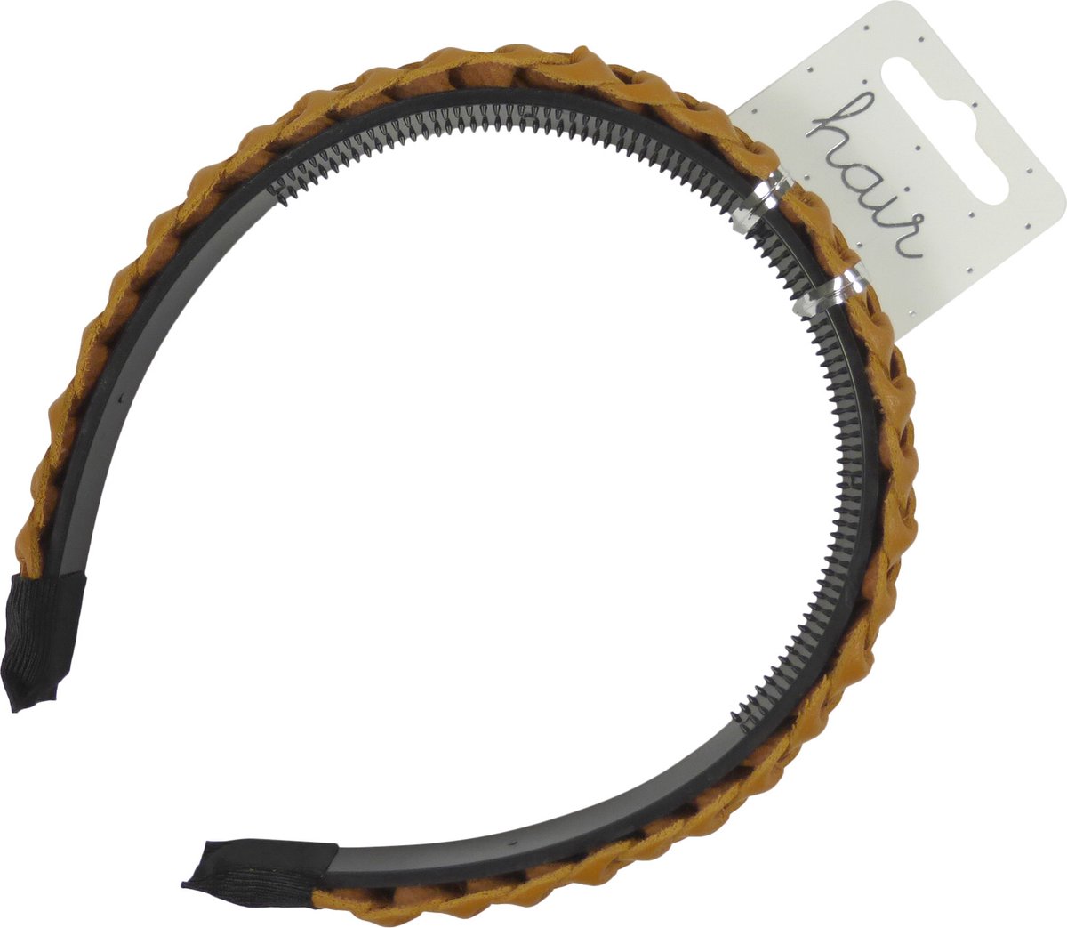 Diadeem 2.2cm Gevlochten Kunstleer - Cognac - 1 stuk