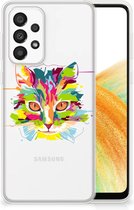 Mobiel Case Geschikt voor Samsung Galaxy A33 5G GSM Hoesje Doorzichtig Cat Color