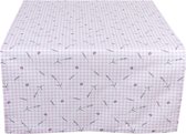 Clayre & Eef Tafelloper 50x140 cm Paars Wit Katoen Rechthoek Lavendel Tafelkleed