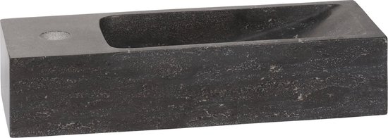 Saqu Nature Collection Fontein smal 1 kraangat links 38x14x8 cm Hardstenen  Zwart | bol.com