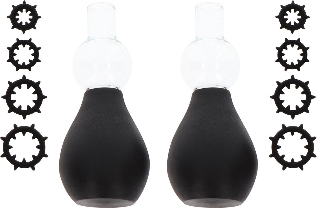 Goedkoopste Taboom - Nipple Enlargers with 8 Rings - Pumps Nipple Zwart