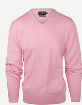 Steppin' Out Mannen Trui Steppin' Out Lente/Zomer 2022 Trui Cotton Cashmere Vneck Mannen - Regular Fit - Katoen - Roze (L) Roze Katoen Maat: L