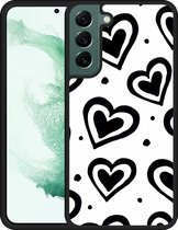 Galaxy S22+ Hardcase hoesje Watercolor Hearts - Designed by Cazy