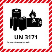 UN3171 sticker lithium-ion batterijen in voertuigen 50 x 50 mm - 10 stuks per kaart