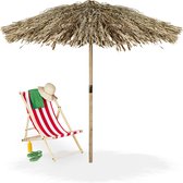 Relaxdays strandparasol Hawaï - tropische parasol - palmbladeren - weerbestendig - natuur - XXL