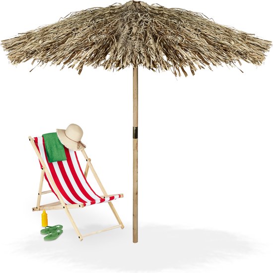 Relaxdays strandparasol Hawaï - tropische parasol - palmbladeren -  weerbestendig -... | bol.com