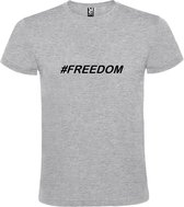 Grijs T shirt met print van "BORN TO BE FREE " print Zwart size XS