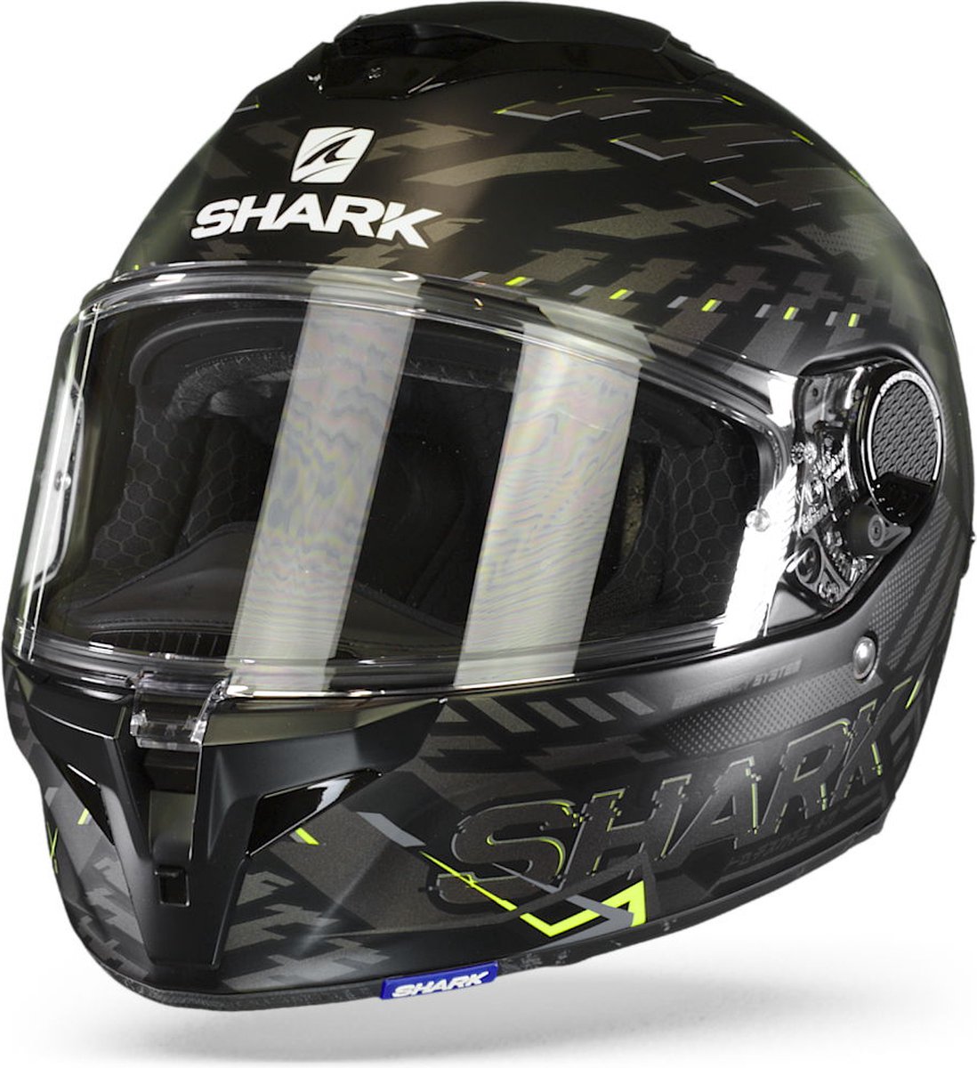 Shark Spartan GT Bcl. Micr. E-Brake Mat Mat Zwart Geel Antraciet KYA Integraalhelm XS