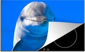 KitchenYeah® Inductie beschermer 80.2x52.2 cm - Dolfijn in een aquarium - Kookplaataccessoires - Afdekplaat voor kookplaat - Inductiebeschermer - Inductiemat - Inductieplaat mat