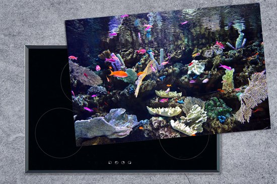 KitchenYeah® Inductie beschermer 80x52 cm - Kleurrijk aquarium - Kookplaataccessoires - Afdekplaat voor kookplaat - Inductiebeschermer - Inductiemat - Inductieplaat mat