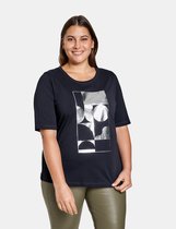 SAMOON Dames T-shirt met metallic print van GOTS biologisch katoen Glowing Orange gemustert-48