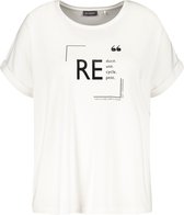 SAMOON Dames T-shirt met tekstprint EcoVero Offwhite gemustert-56