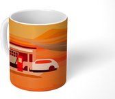 Mok - tekening van een Amerikaanse auto in de woestijn - 350 ML - Beker - Uitdeelcadeautjes