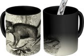 Magische Mok - Foto op Warmte Mok - Een zwart-wit tekening van de Wombat in de natuur - 350 ML - Uitdeelcadeautjes