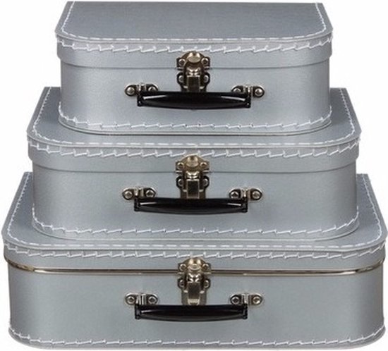 Valise déco argent 25 cm