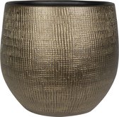 Cache-pot/pot de fleur au design moderne et épuré en métal doré Dia 31 cm et Hauteur 28 cm