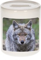 Dieren wolf foto spaarpot 9 cm jongens en meisjes - Cadeau spaarpotten wolven liefhebber