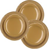 45x Assiettes en karton dorées rondes 23 cm - Assiettes en karton jetables - Assiettes de fête - Articles de fête décoration de table