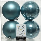 4x stuks kunststof kerstballen ijsblauw (blue dawn) 10 cm - Mat/glans - Onbreekbare plastic kerstballen