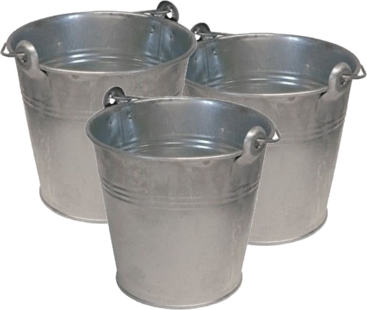 Goedkoopste Benson Emmer / teil - Set van 3x stuks - van zink - met handvat - 12 liter