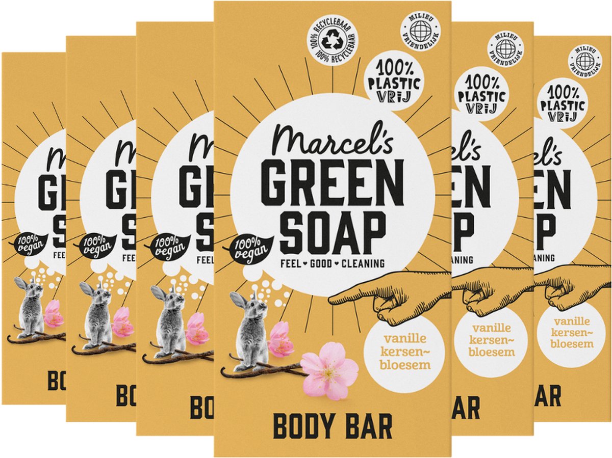 Marcel's Green Soap Body bar Vanilla & Cherry Blossom - 6 x 150 gram