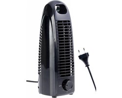 Opus 2 Mini Bureau Ventilator op Netstroom – Compacte Tafelventilator 230V – Stil & Ruimtebesparend – Zwart – Voor Thuis & Kantoor [51107]
